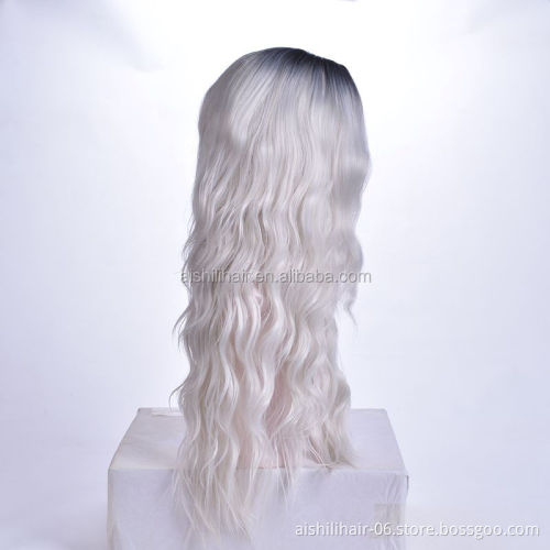2019 Best sellers long wavy 22 inch ombre color Synthetic wig and lace front wig for woman